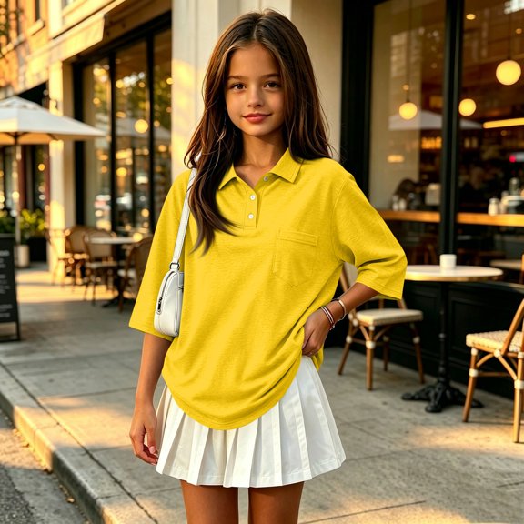 Back to School Shirt Henley 3/4 Sleeve Button Closure Solid T Shirts Quick Dry Active Golf Pullover Polo Shirts, 110