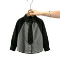 thumbnail image 3 of Fozruso Boys Long Sleeve Button Up Shirts, Kids Classic Collared Dress Shirts with Patchwork Design Back to School Clothes, 3 of 5