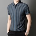 thumbnail image 2 of IWRICH Strip Shirts for Men Short Sleeve Button down Shirt Casual Formal Business Regular Fit Shirts with Pocket Navy XXL, 2 of 6