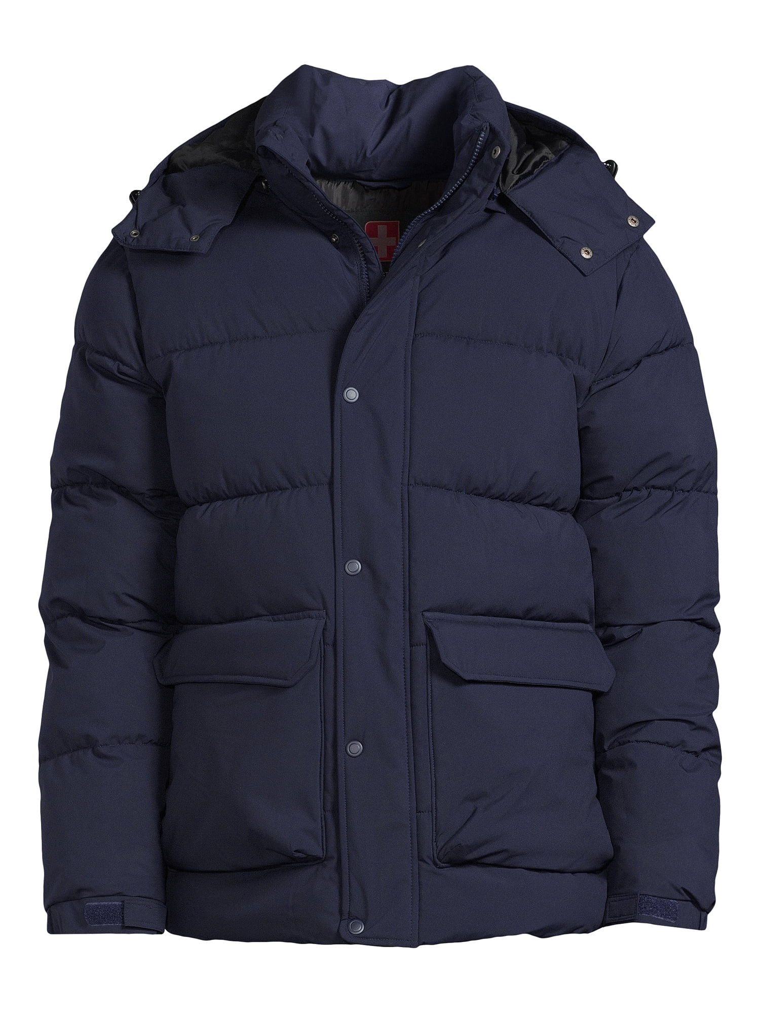 Swiss Tech Men's Quilted Puffer Jacket with Removable Hood, Sizes S-3XL