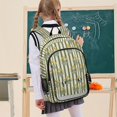 thumbnail image 7 of FORMRS Kids Backpack for School Unisex 17" Casual Bookbag Travel Daypack with Compartment Pockets, Green Stripe Flowers, 7 of 7