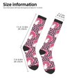 thumbnail image 2 of Knee High Socks for Women Men Athletic - Pink Leopard Print Mushroom Thigh-High Black Sole Comfort Breathable Long Socks for Casual Travel Running, 2 of 7