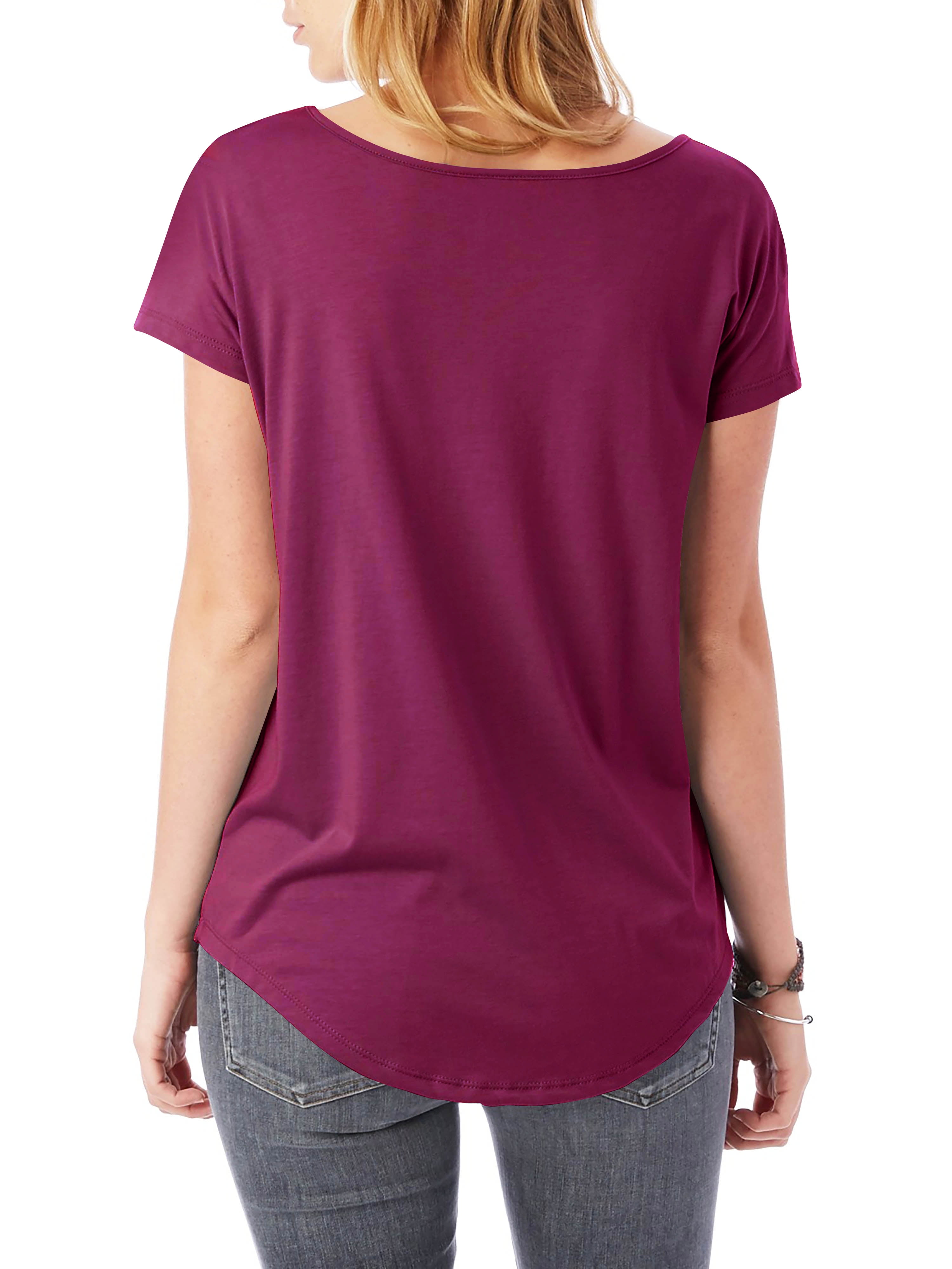 Ma Croix Womens Scoop Neck Longline Tee Round Bottom T Short Sleeve ...