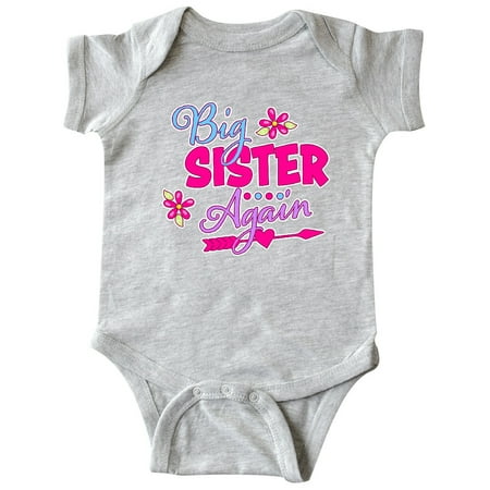 

Inktastic Big Sister Again with Flowers and Arrow Gift Baby Girl Bodysuit
