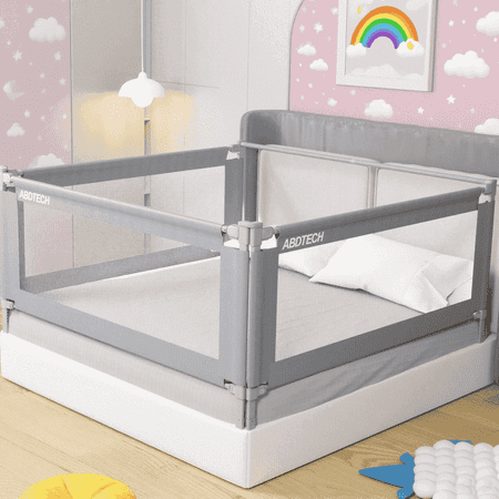 Toddler Bed Safety Rail Guard for Queen Size Beds (78.7"x78.7"x59"), Adjustable Height, Reinforced S Structure, , 3 Packs with Protective Bar