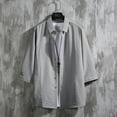 thumbnail image 5 of Siilsaa Mens Shirts Shirts for Men, Summer Mens Casual Short Sleeve Button Down Shirts(Grey,3XL), 5 of 7