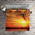 thumbnail image 2 of Ambesonne Autumn Quilted Coverlet 3 Pcs, Sunset View with Trees, Queen Size, Orange Black, 2 of 2