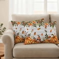 thumbnail image 2 of Orange Yellow Pumpkin Fall Outdoor Waterproof Pillow Covers, Thanksgiving Leaves Botanical Wooden Decorative Rectangle Throw Pillowcase Sofa Cushion Sham for Patio/Couch/Chair, 20"x12" 2 Pack, 2 of 8