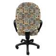 thumbnail image 3 of Tribal Office Chair Slipcover, Culture Theme Funky Bohemian Style Folk Art Inspirations Earth Tones, Protective Stretch Decorative Fabric Cover, Standard Size, Multicolor, by Ambesonne, 3 of 5