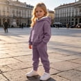 thumbnail image 5 of BXJX Girls Cotton Outfit Sets 2 Piece, Sports Long Sleeve Outdoor Hoodies and Jogger Pants Sets Purple Size 1-2 T, 5 of 9