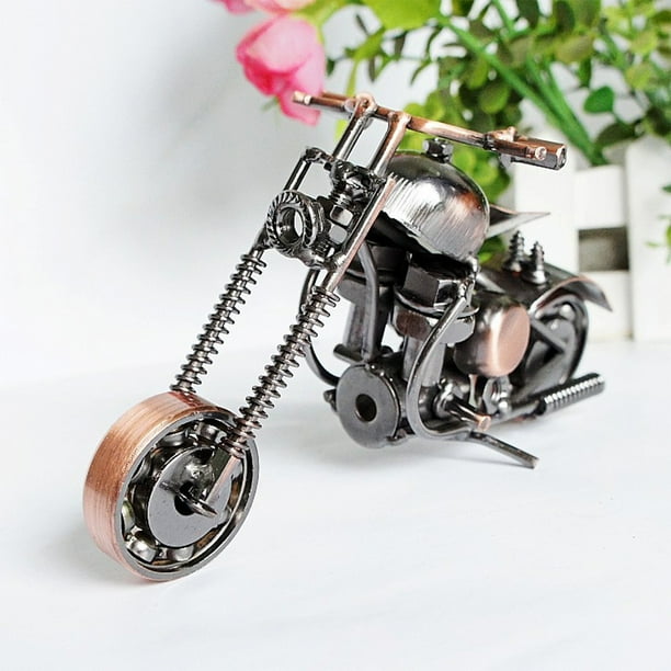 Adorno de Motocicleta para Sala de Estar, Dormitorio o Escritorio. Figura Personalizada de Motocicleta de Metal.