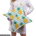 thumbnail image 4 of Ambesonne Pineapple Fabric by the Yard Upholstery, Tropical Fruit on Stripes, 5 Yards, Earth Yellow Teal, 4 of 4