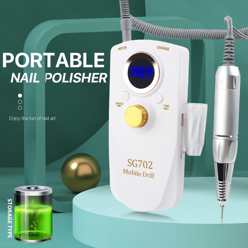 2025 NEW Professional Rechargeable Nail Drill - 35,000 RPM Portable Electric Nail File with Lithium Battery, Adjustable Forward/Reverse（White size：21.5cm*18.4cm*5.4cm）