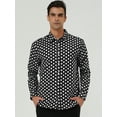 thumbnail image 2 of INSPIRE CHIC Men's Shirt Polka Dots Pattern Point Collar Long Sleeve Button Down Shirt 42 Black, 2 of 7
