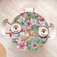 thumbnail image 4 of Ambesonne Birds and Nature Fitted Round Tablecloth, Vintage Blooms, 45"- 56" Diameter, Seafoam Vermilion Blush, 4 of 5