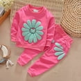 thumbnail image 2 of HCNTES Toddler Baby Girls Sunflower Clothes Set Long Sleeve Top and Pants 2pcs Outfits Fall Clothes(12-18 Months,Hot Pink_l3), 2 of 7
