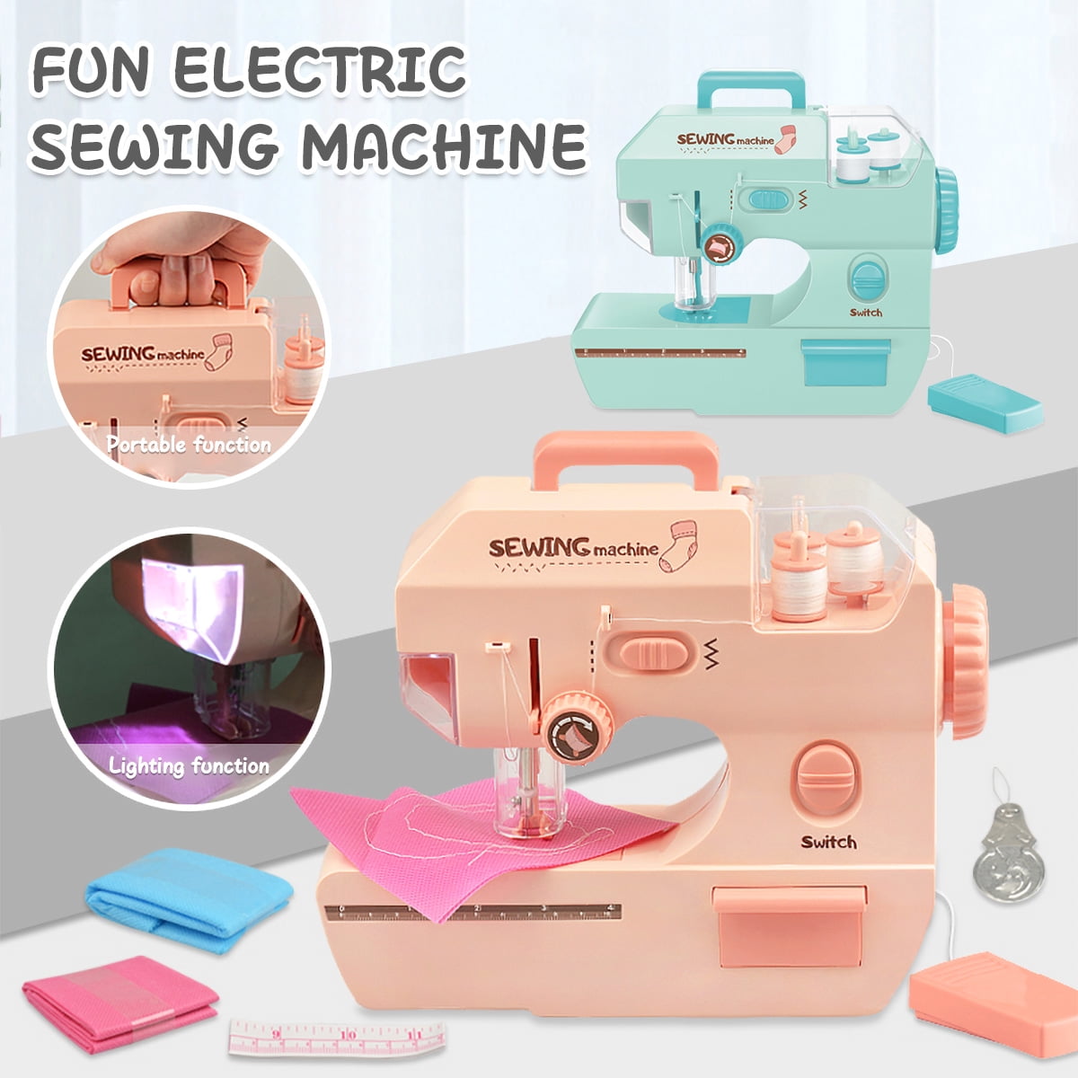 Atopoler Kids Sewing Machine with Light Effect Sewing Machine Toy Early
