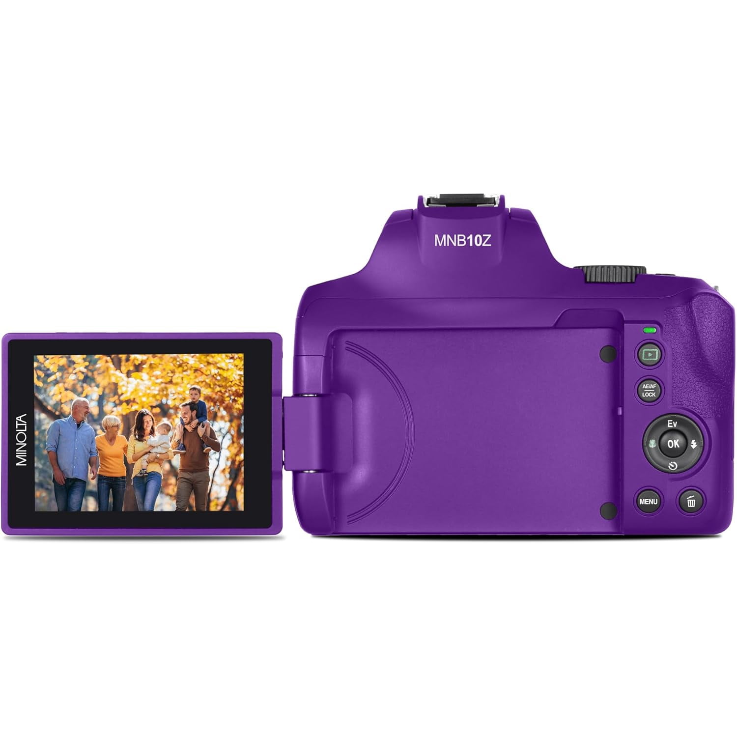 Minolta 64MP Auto Focus Digital Camera 10x Optical Zoom, 4K Ultra HD Video (Purple)