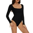 thumbnail image 4 of Viluyesy Womens Long Sleeve Shapewear, Seamless Tight Fit Scoop Neck Tummy Control Yogo Butt Bodysuit Black 2XL, 4 of 6