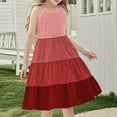 thumbnail image 5 of Nmnitkp Girl Dresses Cute Dresses for Girls Sundress Summer Boho Sleeveless Strap Smocked Tiered Dresses Red,9 Years, 5 of 7