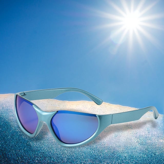 Gafas de sol clásicas, gafas de marco ligero unisex con protección , gafas de conducción para deportes al aire libre para acampar en pya, viajes, accesorios de fotos azul lente azul Soledad Gafas de sol de moda