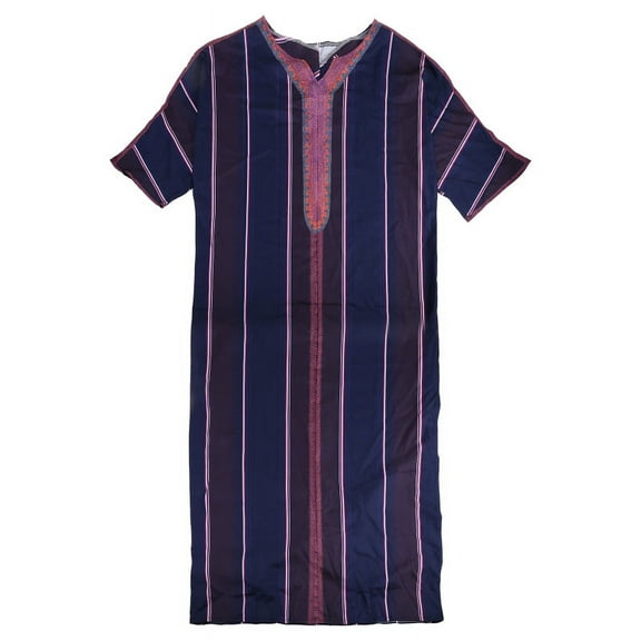 OOKWE Ramadan Fashion Long Caftan Muslim Abaya Shirt Youth Qamis Homme Loose Casual V-neck Cotton Islamic Clothing for Mens