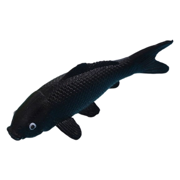 ERTZAE Miniature Koi Fish Figurines,Waterproof Mini Garden Fish Statues,Miniature Fish Figurines 2" Black Realistic Koi Fish Statue,Soft PVC Aquarium Ornament for Fish Tank,Bonsai,Dollhouse Decor