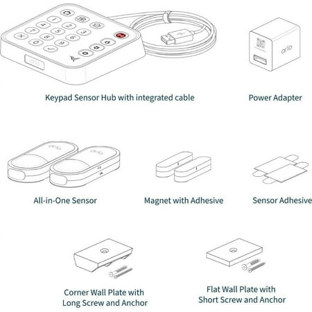 Arlo - Home Security System with Wired Keypad Sensor Hub and (2) 8-in-1 Sensors - White