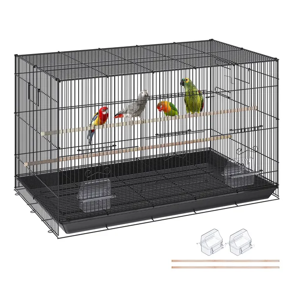 30 Inch Large Metal Bird Cage for Parakeets, Cockatiels, Lovebirds, and Canaries with Rolling Stand and Removable Tray