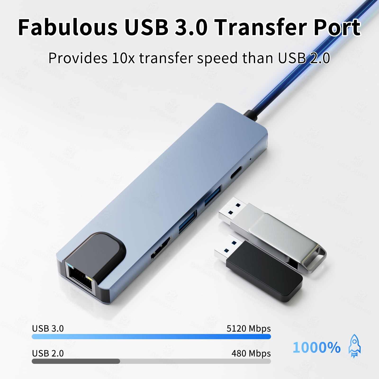 DOONJIEY  5 in 1 USB C HUB 100M RJ45 Ethernet Adapter 4K Type C 3.1 to USB 3.0 USB2.0 PD 100W for MacBook Huawei Sumsang