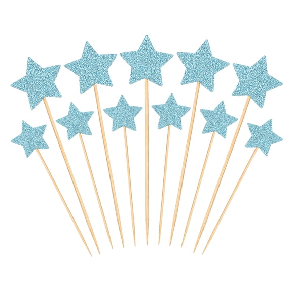 Uxcell Little Star Cupcake Toppers, Star Cupcake Picks Birthday Cake Decorations, Sky Blue 50 Pcs