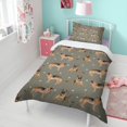 thumbnail image 4 of German Shepherd Dog and Footprint Duvet Cover and Pillowcase Set for Single Bedding, Bedroom Accessories for Kids Teens, 4 of 5