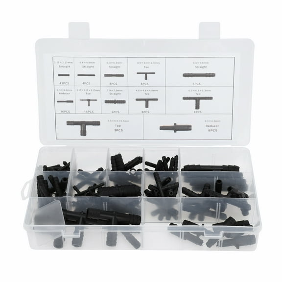 Unique Bargains Vacuum Tubing Connector for Car Vacuum Tee Connector Assortment Kit Black 3/8" 1/4" 3/16" 1/8" 5/32" 3/8" 5/16" 1/4" 3/16" 1/8" 3/8"x1/4" 1/4"x3/16"