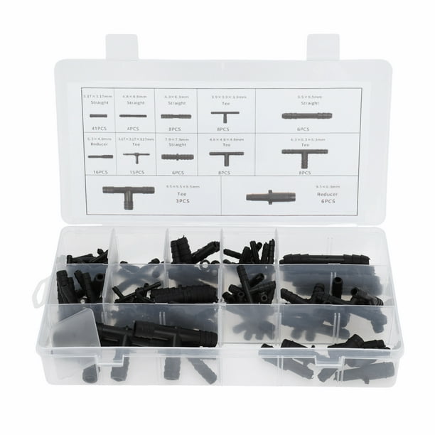 Kit de Conector en T de Tubo de Vacío para Automóvil Unique Bargains Negro 3/8" 1/4" 3/16" 1/8" 5/32" 3/8" 5/16" 1/4" 3/16" 1/8" 3/8"x1/4" 1/4"x3/16"