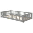 thumbnail image 4 of Miniyam Twin Size Toddler Floor Bed with Safety Guardrails, Gray, 4 of 8