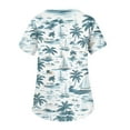 thumbnail image 3 of SAATLERI Women's Scrub Tops Stretchy Hawaiian Print Scrubs Shirt Women Funny Medical V Neck Short Sleeve Nursing Work Uniform, 3 of 4