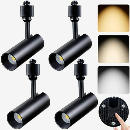

10W LED Track Lighting Heads Dimmable H Type LED Track Light Heads Wall Accents Artwork Lighting 3CCT Black H Track Lighting Head Bright Flicker Free Kitchen Ceiling Spotlight CRI90 (4 Pack)