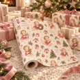 Vintage Coquette Christmas Wrapping Paper, Pink Angel Doll Pattern for ...