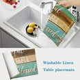 thumbnail image 4 of Farmhouse Table Placemats Set of 4 Place Mats Linen Wipeable Heat Resistant Placemats Washable Fabric Waterproof Rectangle Table Mat for Kitchen Dining Dinner 18 X 12 Inch, Retro, 4 of 5