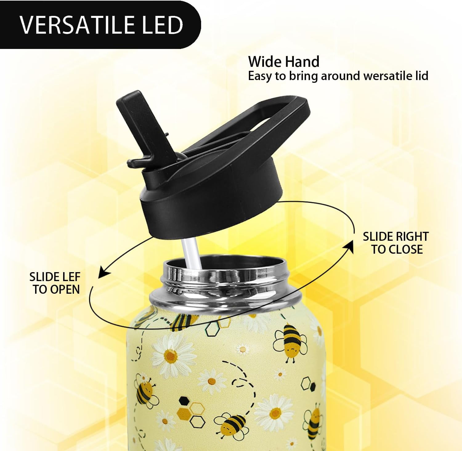 32oz Bee Insulated Aater Water Bottle with Straw, Bee Gym Hiking Sports Coffee Mug Cup Water Bottles,Bee Gifts for Women,Bee Decor Stuff Accessories