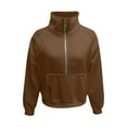thumbnail image 4 of Ccpelsie Women Half Zip Pullover Sweatshirts Casual Jacket Winter Warm Jackets with Pockets(Coffee,M), 4 of 4