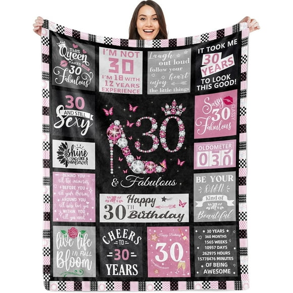 LHSHID 30th Birthday Gifts for Women Blanket 30th Birthday Gift Ideas 30th Birthday Decorations Women Birthday Gifts for Wife Girlfriend Birthday Gift for 30 Year Old Women Throw Blanket 30"x40"