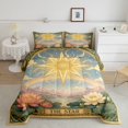 thumbnail image 2 of Homewish Gold Star Rainbow Full Size Comforter Sets, Chic Lotus Bedding Comforter Set, Pink Reversible 3 Pieces, 1 Comforter and 2 Pillowcases, 2 of 6
