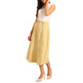 thumbnail image 2 of INSPIRE CHIC Women's A-Line Skirt Elastic High Waist Maxi Skirt with Pockets L Yellow, 2 of 4