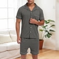 thumbnail image 3 of Kureaily Men's Short Pyjama Set Short Sleeve With Button Placket Sleepwear Leisure Suit Two Piece Sleepwear With Buttons And Pockets Pajama Pants Sleepwear, 3 of 9