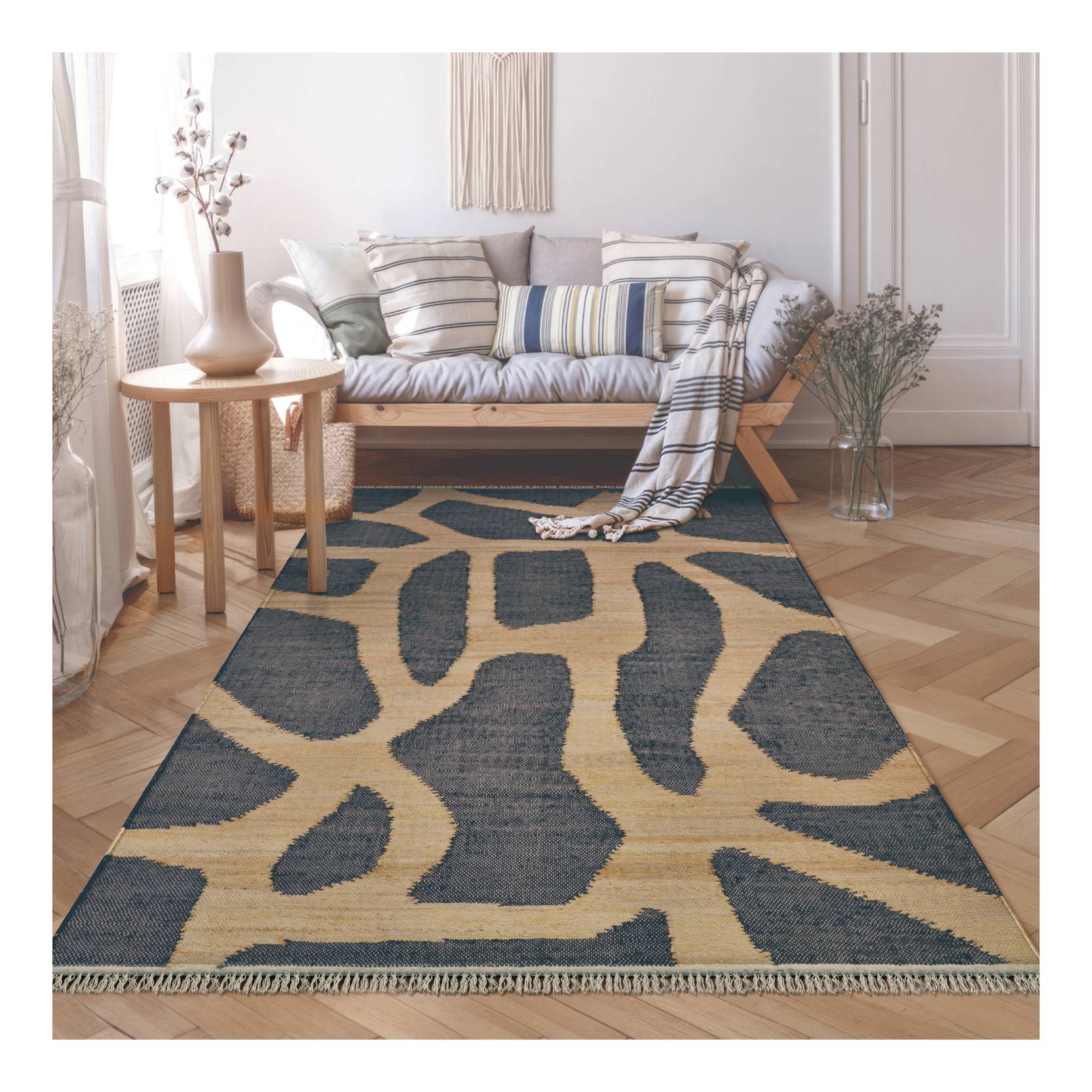 Couristan Cosmoros Karo 6' x 9' Natural-Black Area Rug