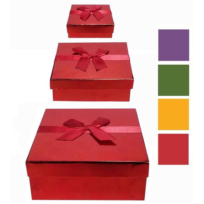 EClips 2341353 Deluxe Solid Nested Gift Boxes with Bow 3 Per Pack
