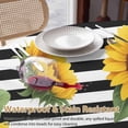 thumbnail image 4 of Yellow Sunflowers Round Tablecloth 60 inches Green Leaf White Black Striped Plant Waterproof Oil-Proof Table Cloth Round Table Cover for Holiday Party Picnic Dinner Decor Indoor and Outdoor Use, 4 of 9