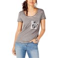 thumbnail image 1 of Camiseta adornada con bolsillo de lentejuelas para mujer de INC, gris, mediana I-N-C Camiseta adornada, 1 of 1
