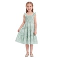 thumbnail image 3 of FYMNSI Mommy and Me Plaid Print Dresses with Pockets Sleeveless Smocked Long Sundress Casual High Waist Midi Tank Dress Green (Women XS), 3 of 9